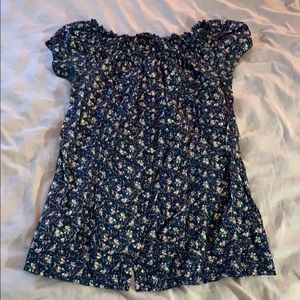 Blue and pink floral mini button up dress